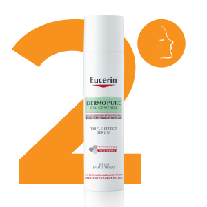 O Eucerin Sérum Facial Efeito Triplo DermoPure combate acne, reduz manchas e oleosidade.