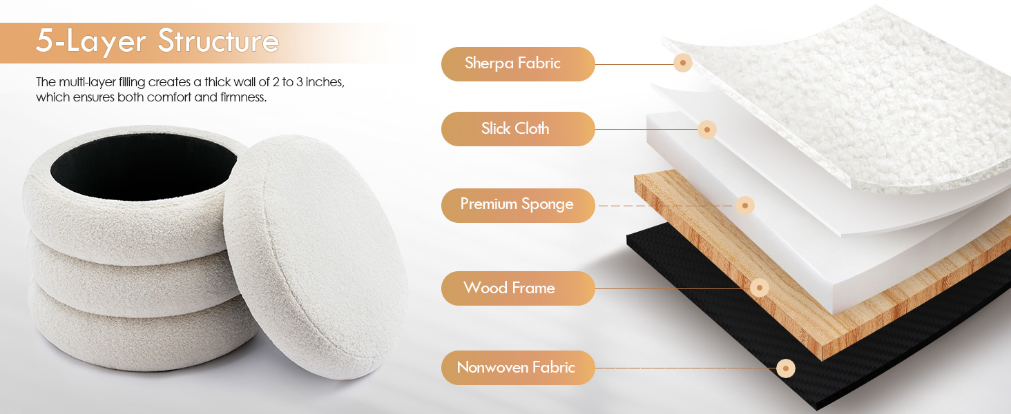 Modern ottoman with storage