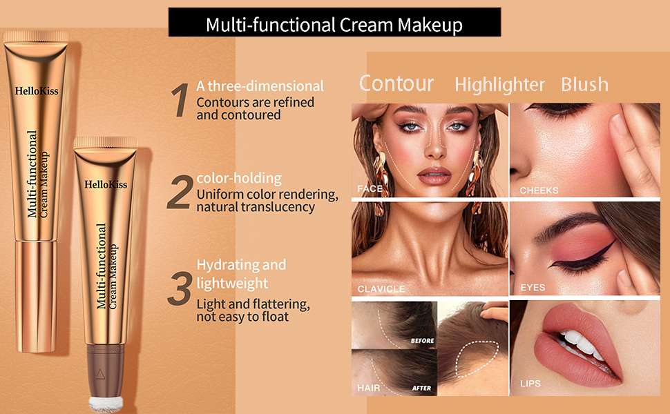 Creme Kontur Sticks mit Kissen Applicator, Bronzer Highlighter Blush