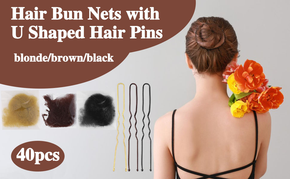Hair Bun Nets with U Shaped Hair Pins for Buns