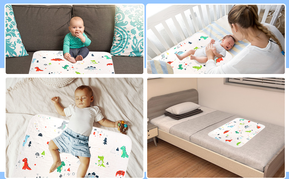 Potty Training Bed Pad, Dinosaur Bed Protector for Kids Bed Wetting