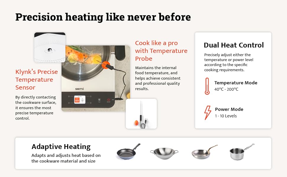 Precision temperature control, dual heat control, adaptive heating