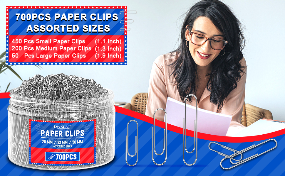 DIYSELF 700PCS Paper Clips Assorted Sizes, Silver Jumbo