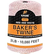 Baker’s Twine, 2 Pound Cone – 4 Ply Red and White String Pack of 2 to Tie Cake Boxes, for Arts an...