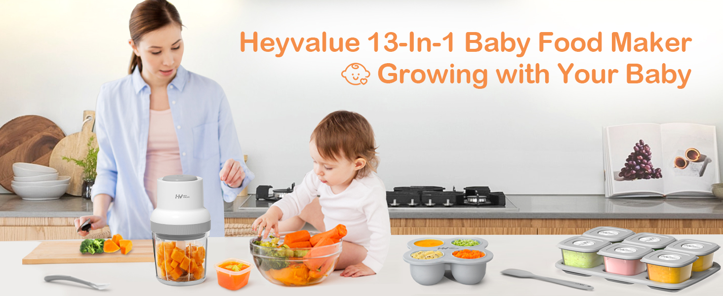 HEYVALUE Baby Food Maker, 13in1 Baby Food Processor Gift