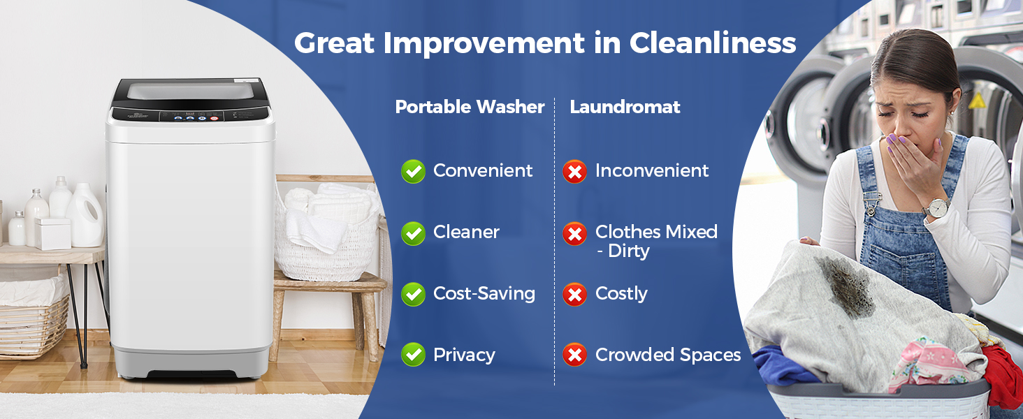 Nictemaw Portable Washing Machine 17.8Lbs 2.4 Cu.ft Full Automatic Portable Washer