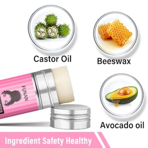 Hair wax stick with plant ingredients.