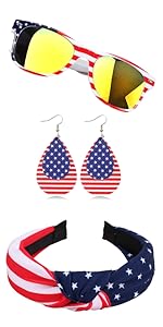 american flag headbands earrings sunglasses