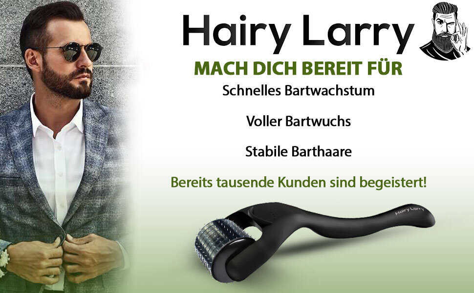 Hairy Larry® Bartroller 0.5mm extra ECHTE NADELN für mehr Bartwuchs professionelles Beard