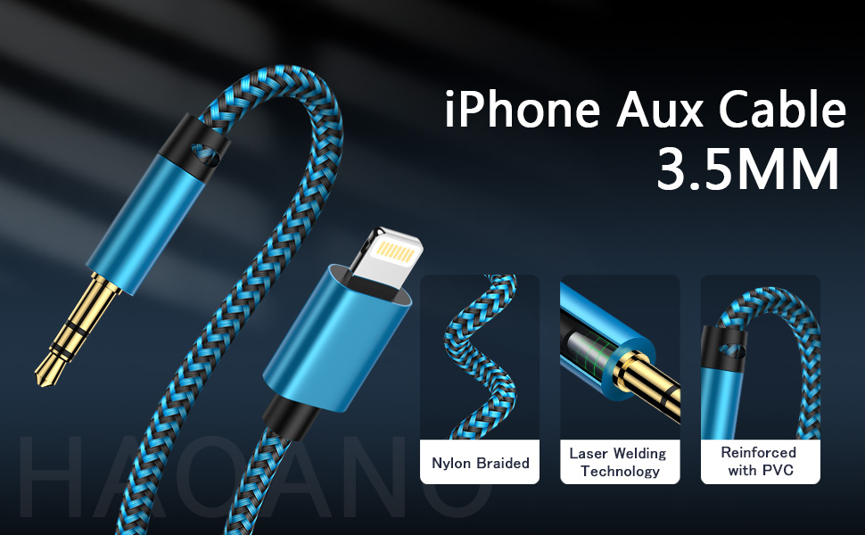 iPhone Aux Cord, [2pack/3ft] Lightning to 3.5mm Audio