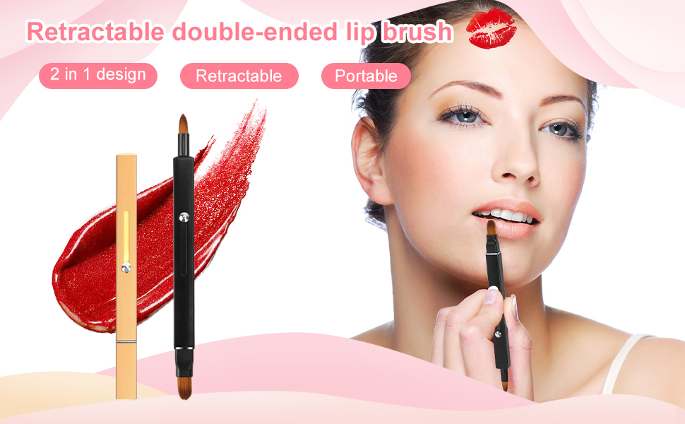 Unaone Retractable Lip Brush for Lipstick, 2 Pieces Double