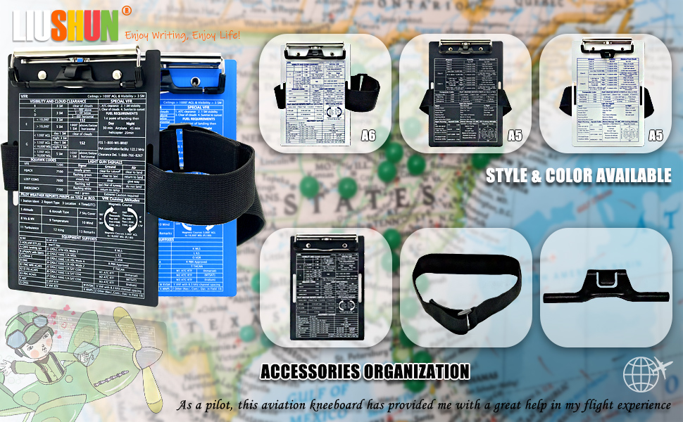 Pilot Kneeboard Aviation Metal Clipboard, Aluminum Clip Board, Airplane Flight Knee Boards