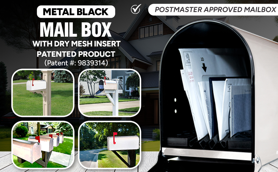 Dry Mailbox Outdoor Metal Mailbox with Mailbox Insert to Keep Mail