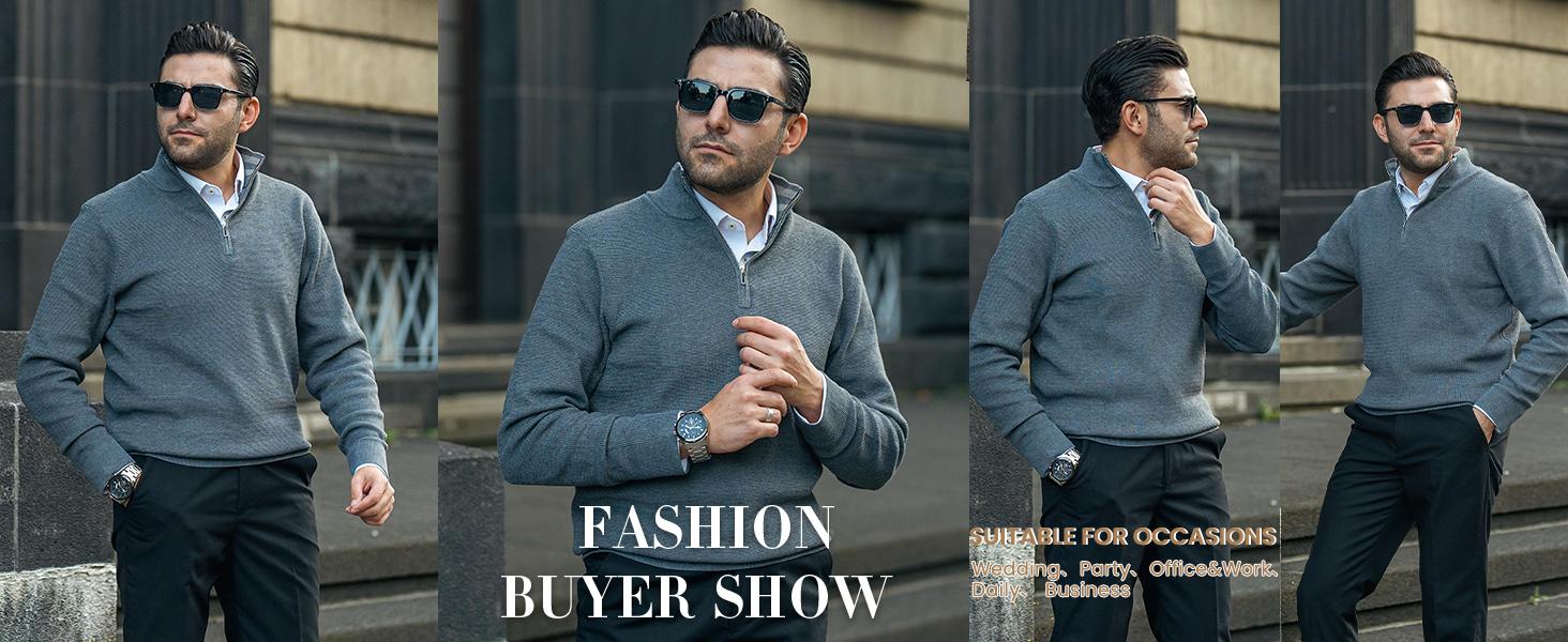 COOFANDY Mens Quarter Zip Pullover