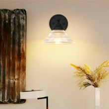 SongCiLT Simple but Classic Clear Ribbed Glass Black Wall Sconces Lighting for Bedroom Hallway 