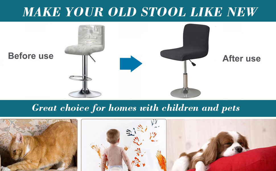 HFCNMY Bar Stool Covers with Backs,4 Pack Stretch Bar Stool