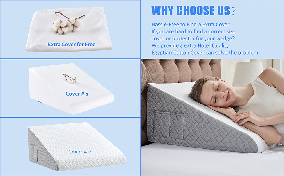 Eastoptex Bed Wedge Pillow for SleepingMemory Foam Wedge Pillows for After Surgery
