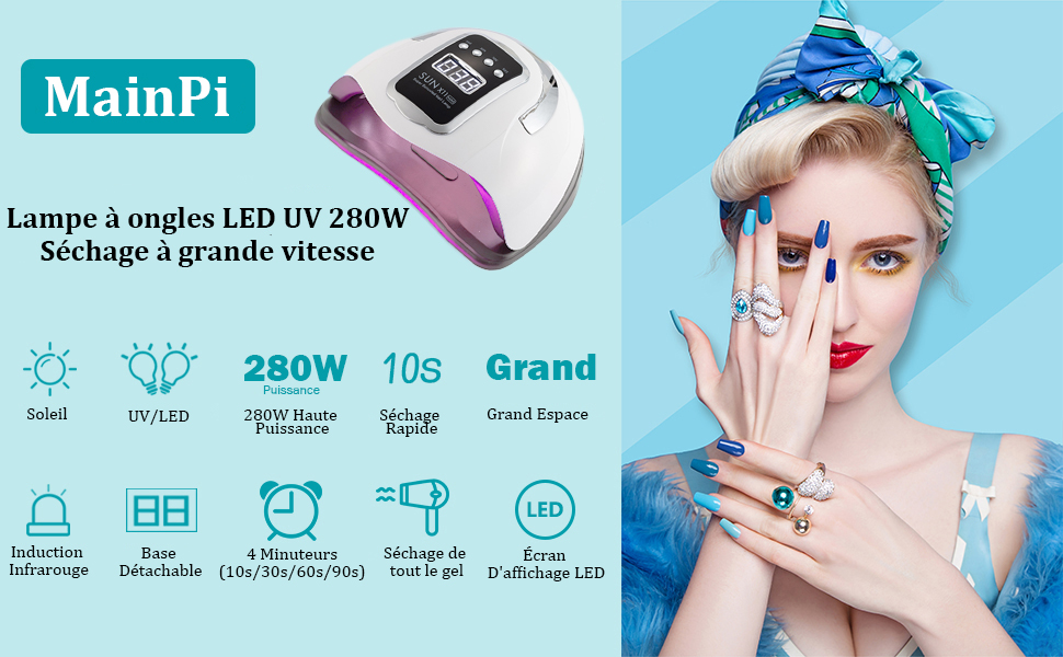 La Lampe Uv Sèche T Elle Le Vernis Normal Lampe UV Sèche Ongles Gel,280W UV LED Séchoirs Ongles Professionnel