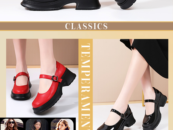 Amazon.com | QJN Mary Janes for Women Chunky Platform Mary
