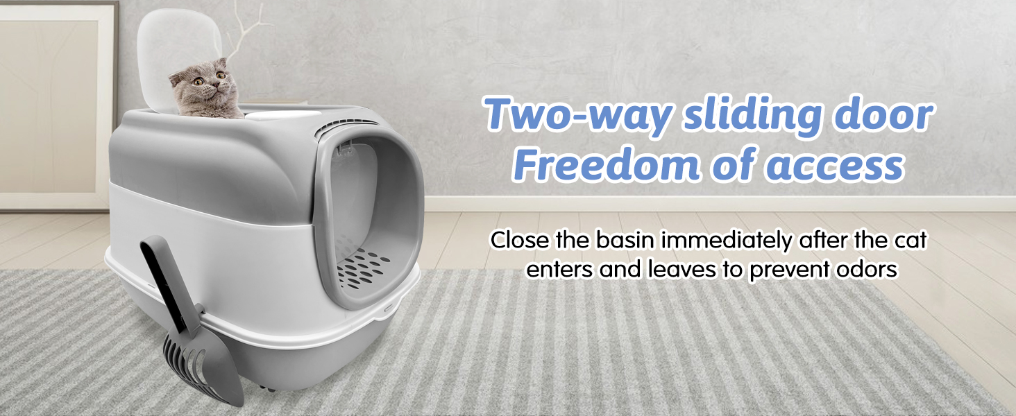 kathson Extra Large Cat Litter Box with Lid Foldable Cat