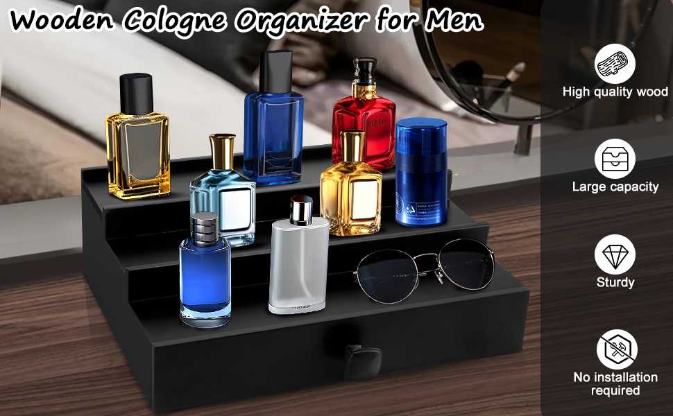 Fresum Cologne Organizer for Men, 3 Tier Cologne Storage