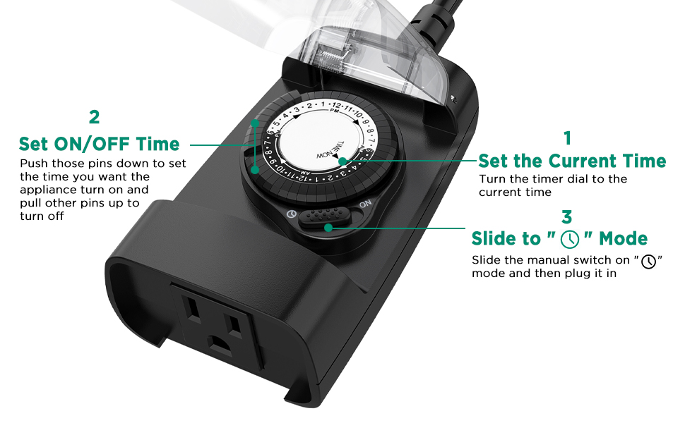 GHoma 24 Hour Mechanical Outdoor Timer Outlet, Outdoor