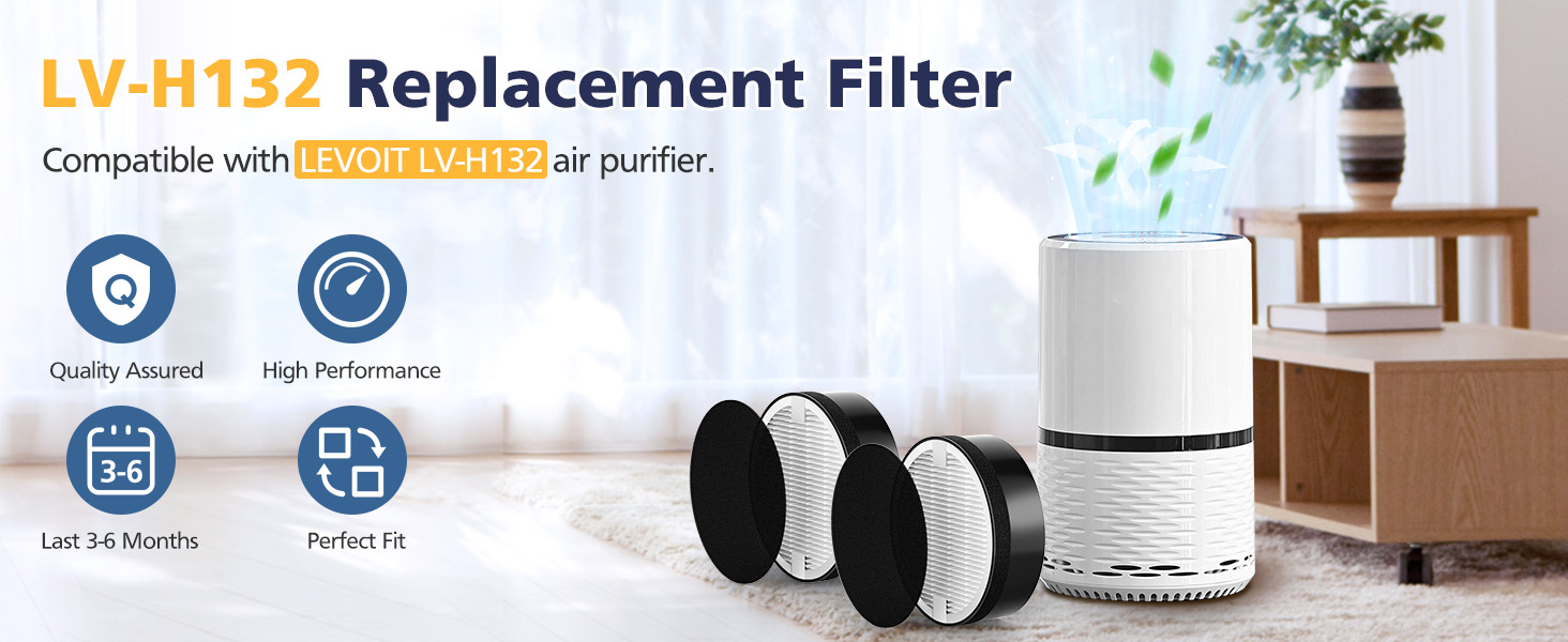 LVH132 Replacement Filter Compatible with LEVOIT LVH132 Air Purifier