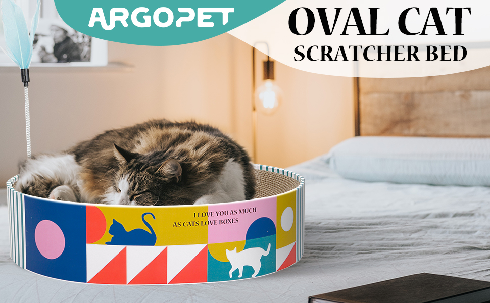 Cat Scratcher Cardboard 2in1 Oval Cat Scratcher Bed for