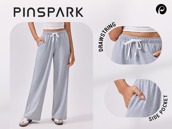 Amazon.com: PINSPARK Sweat Pants for Women Comfy Wide Leg