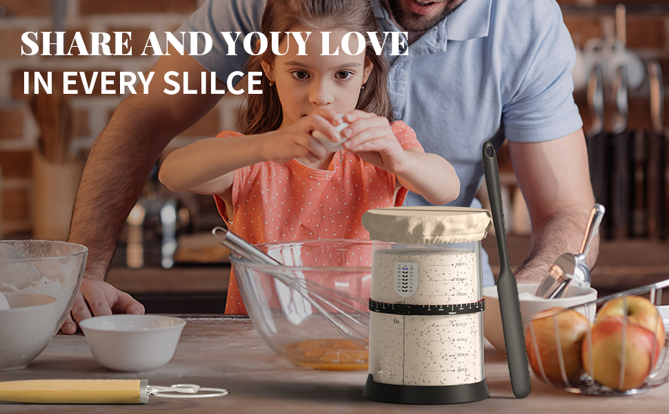 Wikay Sourdough Starter Jar, 1000ml Sourdough Starter Kit with Date