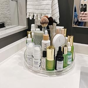 Organizador de Maquiagem Giratório 360° em Acrílico Transparente - Prateleiras Ajustáveis para Cosméticos, Batons e Cuidados com a Pele - Ideal para Penteadeiras | .br 10 acrilicos organizadores; organizador giratorio acrilico; porta pincel