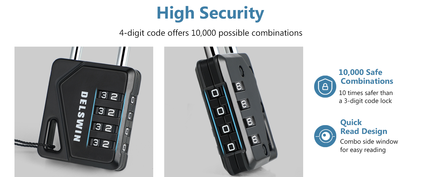 DELSWIN Combination Lock, 4 Digit Locker Lock Small Combo Lock with
