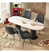 Hawthyhome Dining Chairs Set of 4 | Upholstered Chairs with 5 cm Seat Cushion • Waterproof PU Leather D...