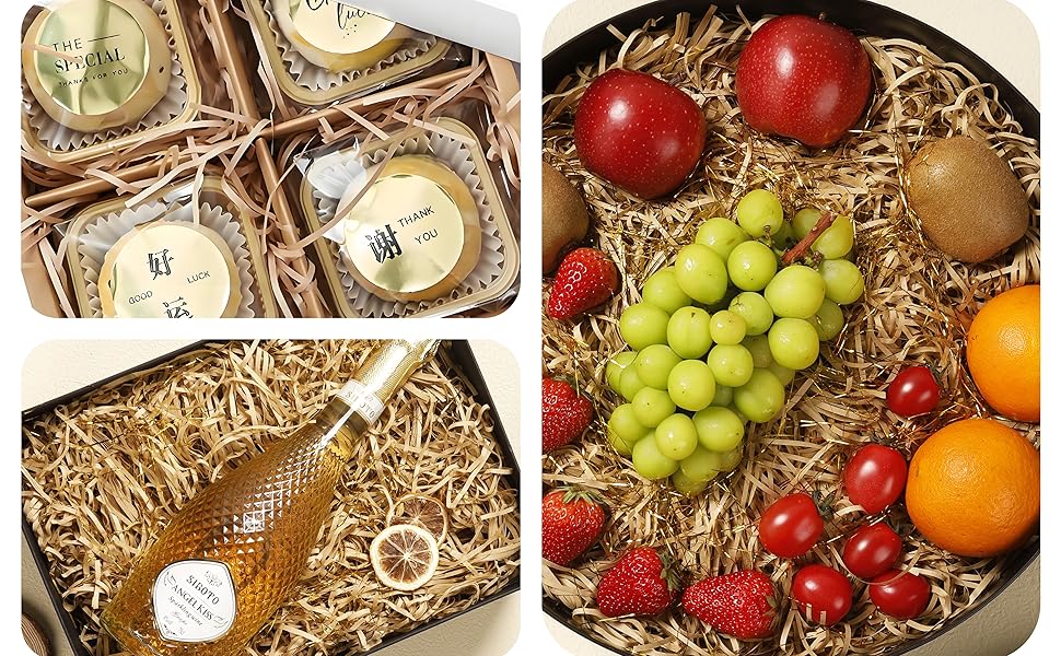 200G Brown and Gold Shredded Tissue Paper Packaging Filler for Gift