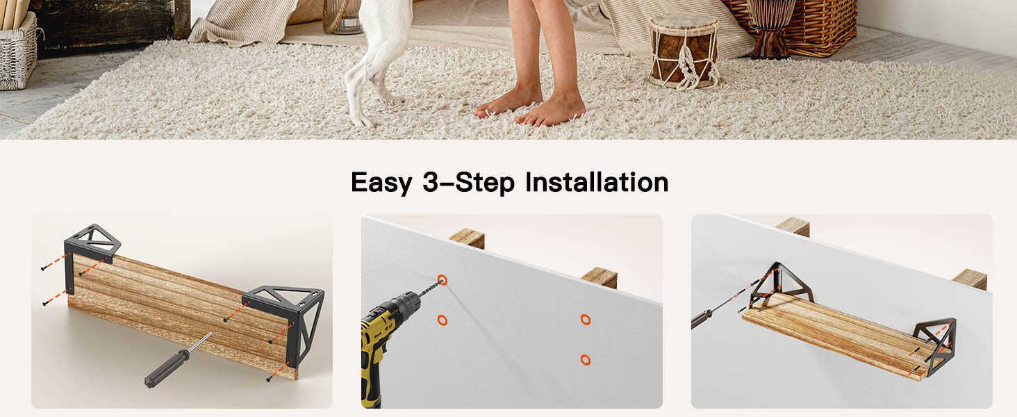 Amada Floating Shelves Set of 4, Wall Bookshelf for Living