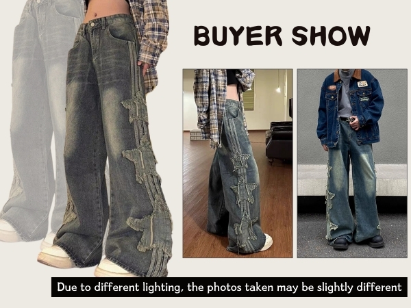 パンツ Panther Patchwork Baggy Denim Pants y2k Handpainted Panther Denim Jeans: Y2K Baggy Fit (W30/32) - Etsy