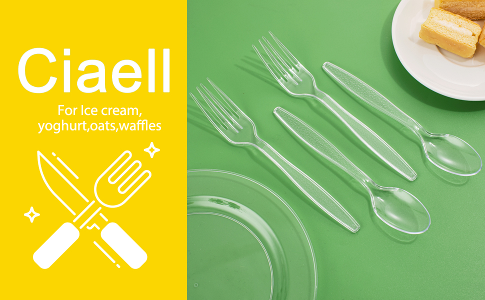 Ciaell 500PCS Clear Plastic Spoons Heavy Duty Plastic