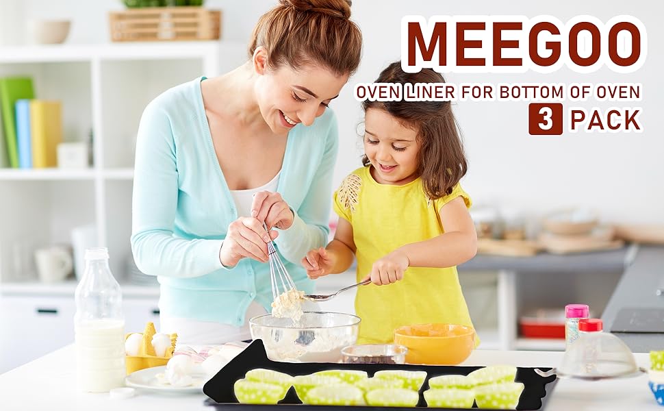 3 Pack Oven Liners for Bottom of Oven, Large Reusable Heavy Duty Oven Liners