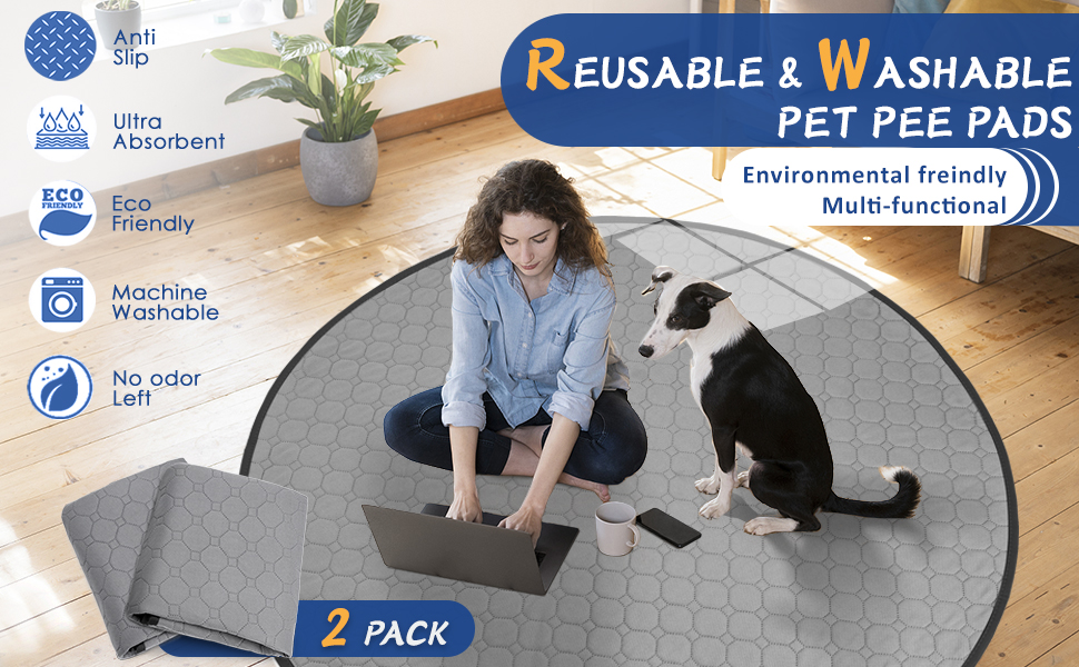 ULIGOTA Round Dog Pee Pad 2 Pack 36" Whelping Puppy Mat