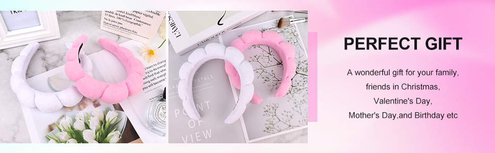 Puffy Spa Headband for Women Sponge Headbands for Girls