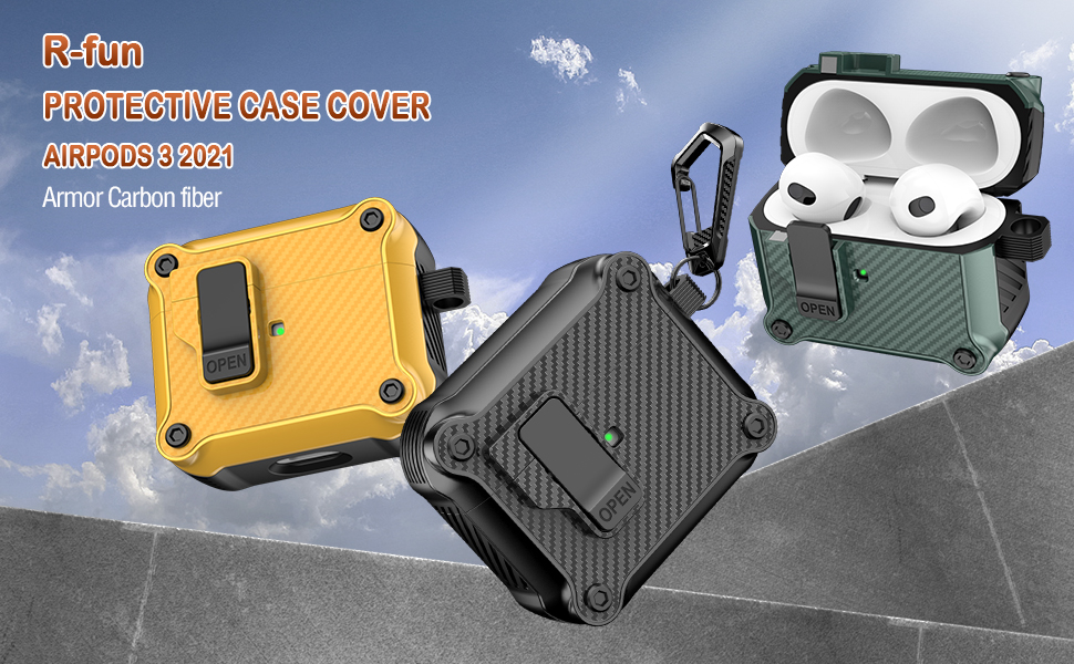 Rfun Airpods 3rd Generation Case with Automatic Secure Lock Clip