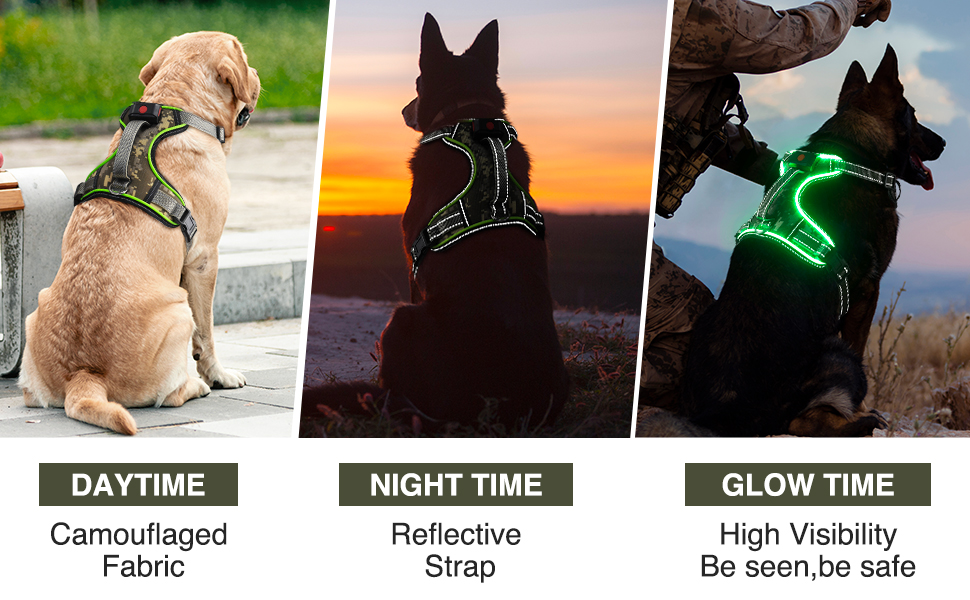 Light Up Dog Harness,LED Dog Harness No Pull with Soft Handle