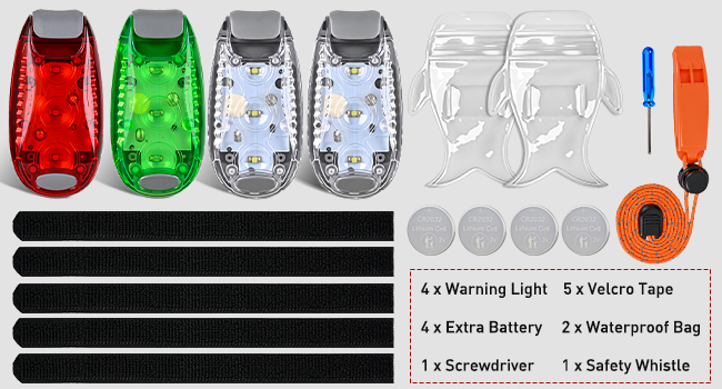 LED Safety Light 4PCS Red Green White Marine Navigation Bike Tail Flash Strobe Lights