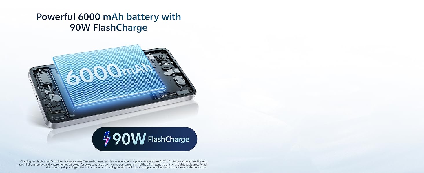 Powerful 6000 mAh battery with 90W FlashCharge
