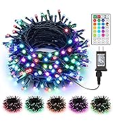 Brizled RGB Christmas Lights, 115ft 300 LED Christmas String Lights with Remote, 29V Plugin Color...
