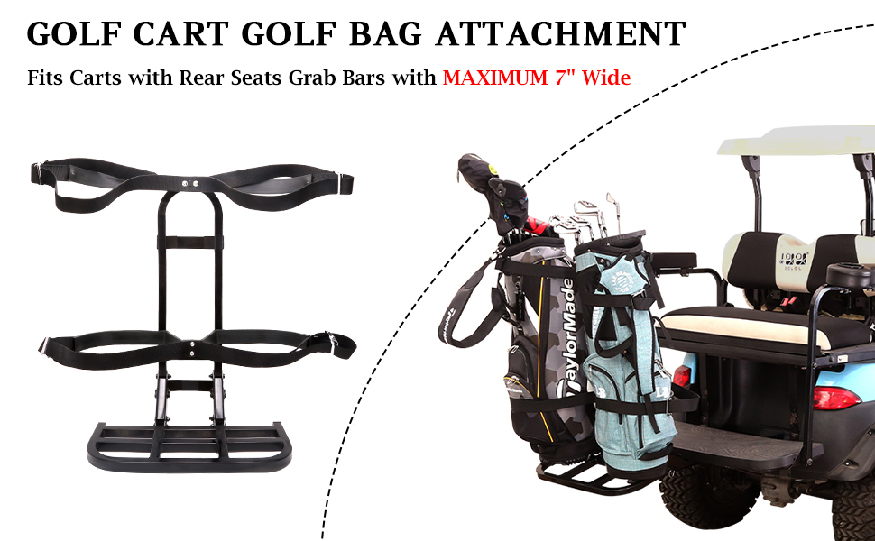 10L0L Universal Golf Cart Rear Seat Bag Holder Rack/Safety