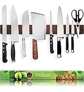 Premium 24 Inch (Large Size) Dark Walnut Wood Magnetic Knife Holder – Professional Wooden Magneti...