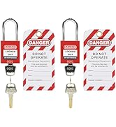 HiLKCO Lockout Tagout Locks Kit 2 Pack Red, 2 Keys Per Lock, Keyed Alike, OSHA Compliant Lock Out...