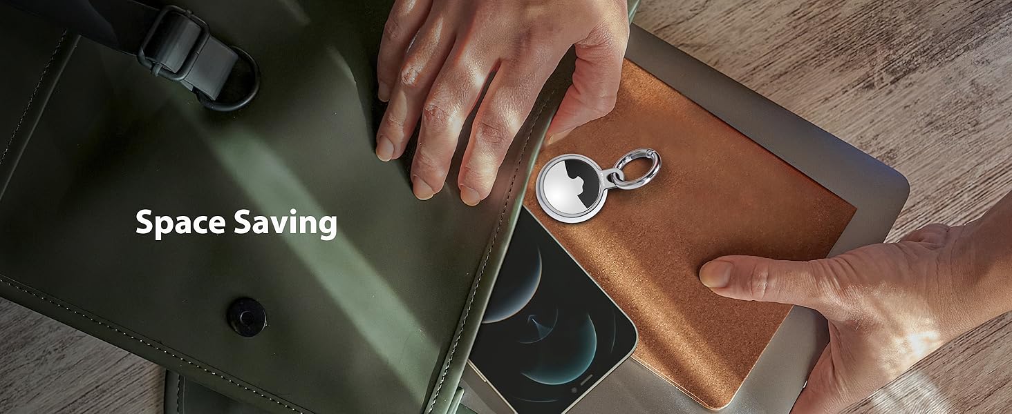 [2Pack] Stouchi AirTag Keyring Stainless Steel Air Tag Case Holder