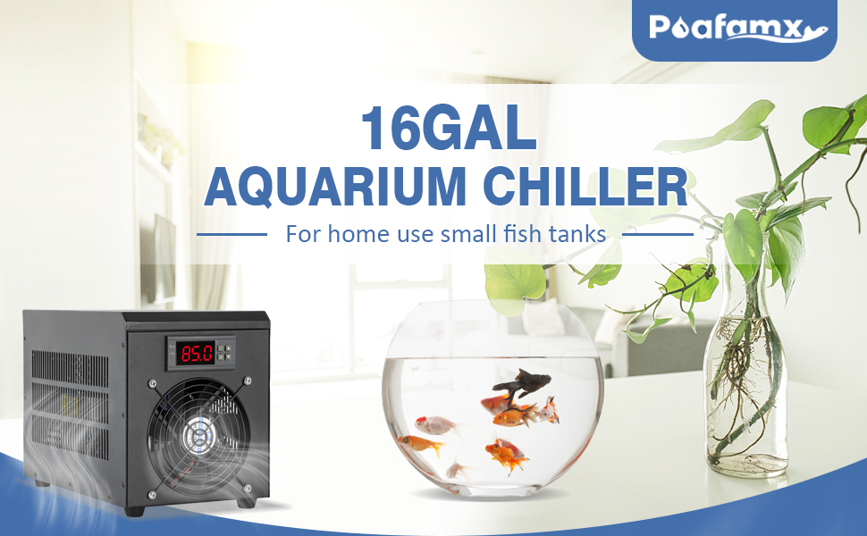 Poafamx 16GAL Aquarium Chiller 60L Fish Tank Water Cooler Fahrenheit Quiet for Saltwater
